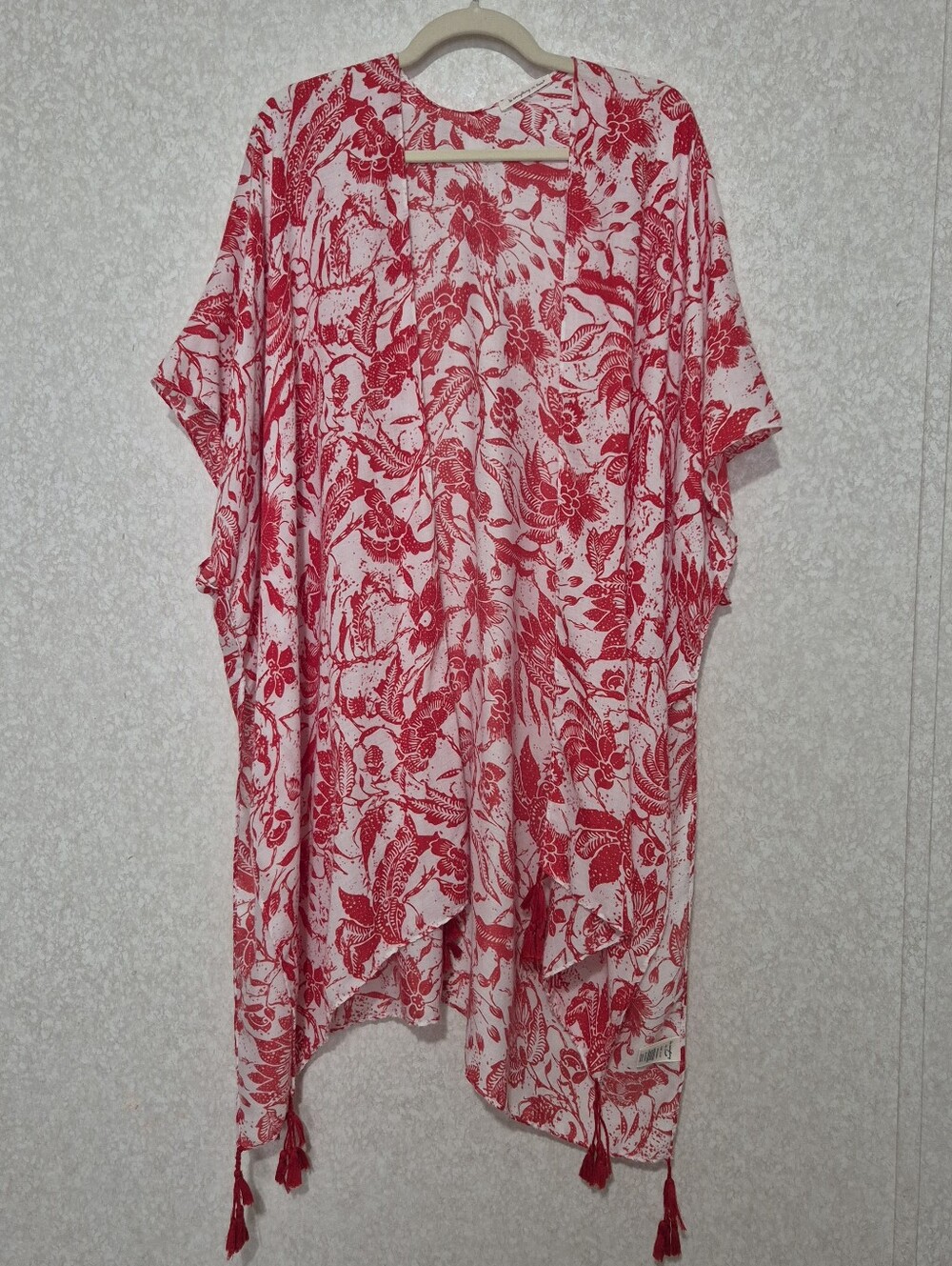 Red Floral Open-Front Women’s Kimono Cover-Up...One Size
